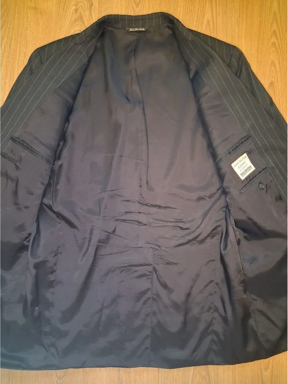 Jack Victor 2 Piece Suit Mens 48XL 38x32 Gray Striped Wool